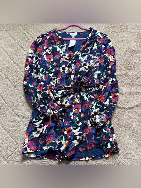 NWT Evereve Hadley Romper Preppy Abstract Floral Women's Size XL